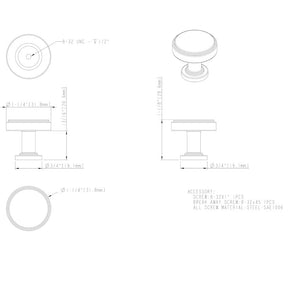 Jeffrey Alexander 171SN 1-1/4" Diameter Satin Nickel Richard Cabinet Knob