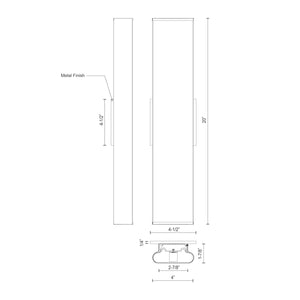 Kuzco VL60220-CH FERGUSON 20" VL Chrome 120V ELV LED 3000K 90CRI 22W