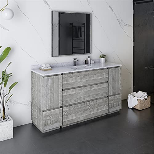 Fresca FVN31-123612ASH-FC Fresca Formosa 60" Floor Standing Single Sink Modern Bathroom Vanity w/ Mirror in Ash