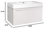 Fresca FCB8090WH-I Fresca Vista 36" White Modern Bathroom Base Cabinet w/ Integrated Sink