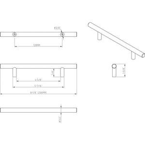 Elements 206DBB 128 mm Center-to-Center Dark Brushed Bronze Naples Cabinet Bar Pull