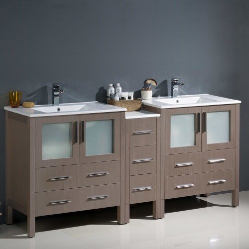 Fresca FCB62-301230ES-I Fresca Torino 72" Espresso Modern Double Sink Bathroom Cabinets w/ Integrated Sinks