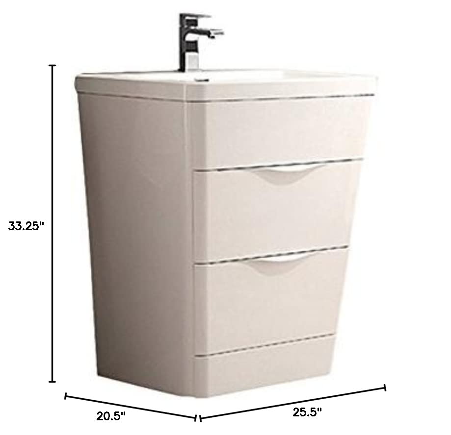 Fresca FCB8525WH-I Fresca Milano 26" Glossy White Modern Bathroom Cabinet w/ Integrated Sink