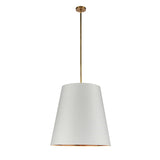 Alora PD311025VBWG CALOR PENDANT 3 LIGHT VINTAGE BRASS WHITE LINEN WITH GOLD PARCHMENT