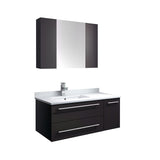 Fresca FVN6136GR-UNS-R Fresca Lucera 36" Gray Wall Hung Undermount Sink Modern Bathroom Vanity w/ Medicine Cabinet - Right Version