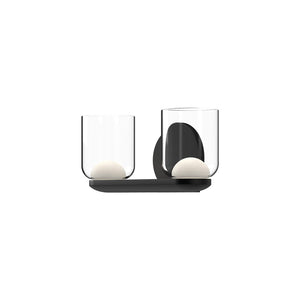 Kuzco VL52512-BK/CL CEDAR 12" VANITY TEXTURED BLACK CLEAR GLASS 120V ELV LED 3000K 90CRI 11W
