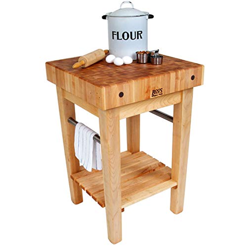 John Boos PPB3030C Pro Prep Butcher Block With Casters Maple, Cream Finish, 30'' W x D 36'' H