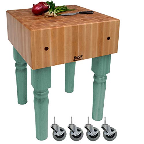John Boos AB07-C-BS AB Series Block with 10" Thick Hard Maple Top, With Casters, 30" W x D 10"H, 34" Overall Height, Basil BLOCK 30X30X10 W/CASTERS-