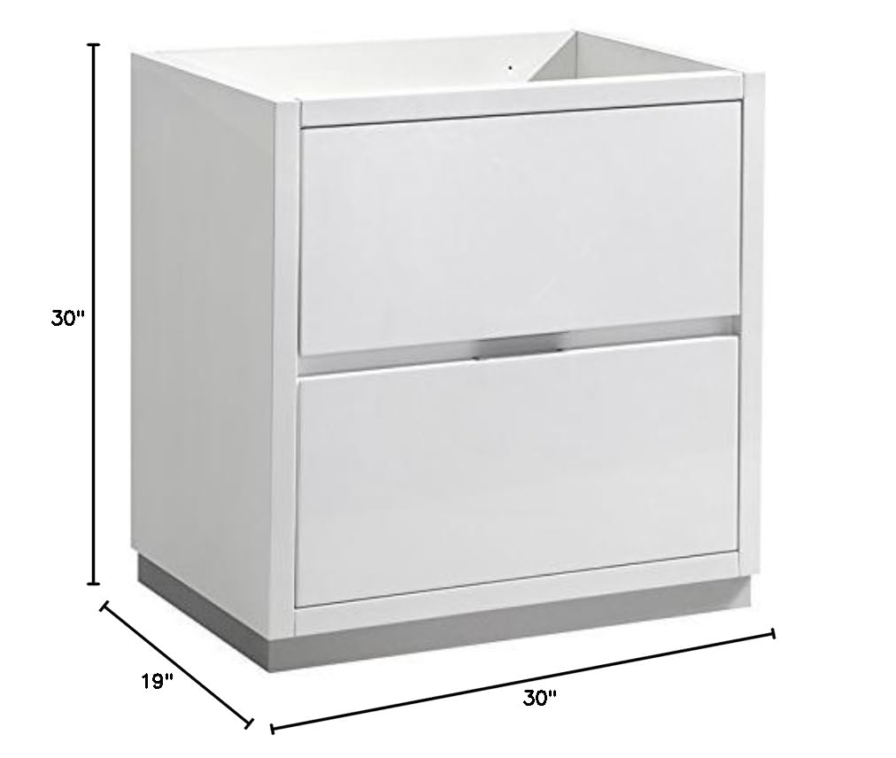 Fresca FCB8430WH Fresca Valencia 30" Glossy White Free Standing Modern Bathroom Cabinet