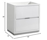 Fresca FCB8430WH Fresca Valencia 30" Glossy White Free Standing Modern Bathroom Cabinet