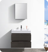 Fresca FCB8330GO Fresca Valencia 30" Gray Oak Wall Hung Modern Bathroom Cabinet