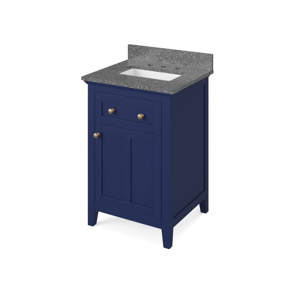 Jeffrey Alexander VKITCHA24BLBOR 24" Hale Blue Chatham Vanity, Boulder Cultured Marble Vanity Top, undermount rectangle bowl