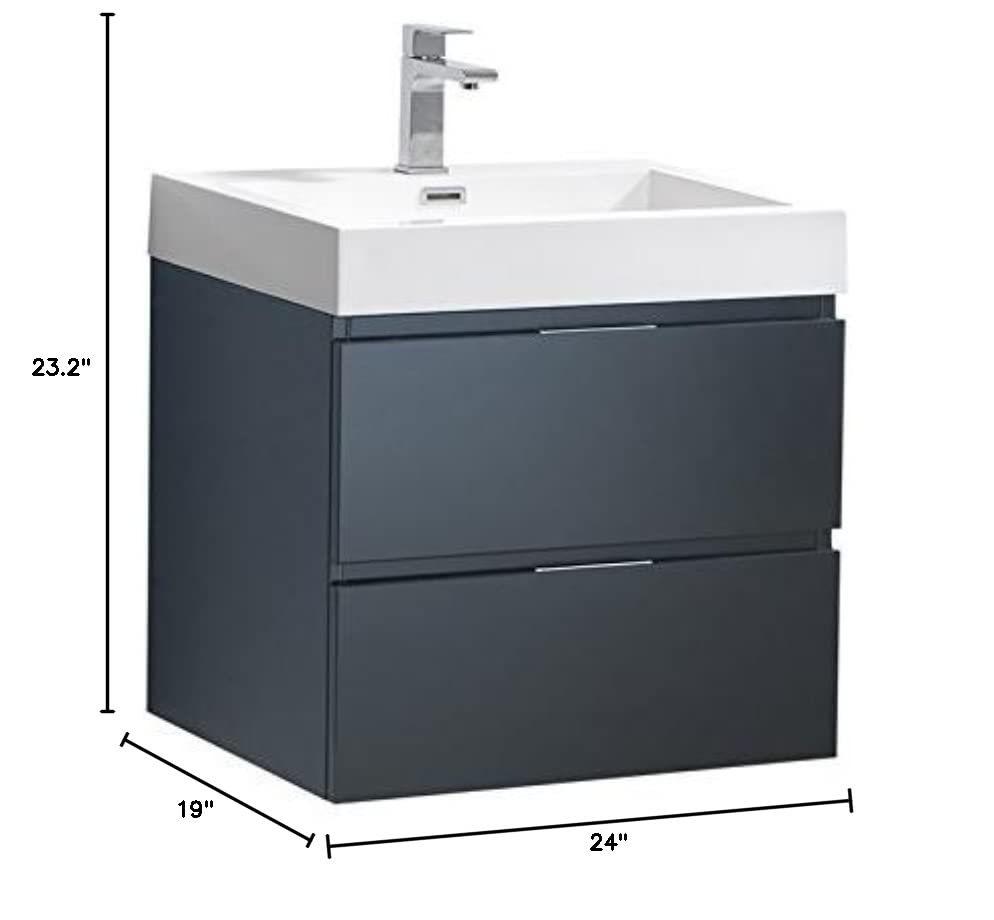 Fresca FCB8324GG-I Fresca Valencia 24" Dark Slate Gray Wall Hung Modern Bathroom Vanity