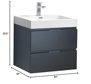 Fresca FCB8324GG-I Fresca Valencia 24" Dark Slate Gray Wall Hung Modern Bathroom Vanity