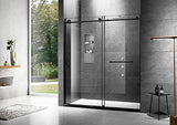 Frameless Sliding Shower Door, 76-in. x 60-in. Glass Shower Door, Shower Glass Door with Clear Tempered Glass in Chrome Finish