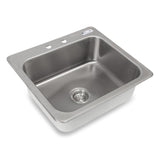 John Boos PB-DISINK201608 Drop-In Commercial Hand Sink, 8" & 12" Deep, Basket Drain, Deck Mount