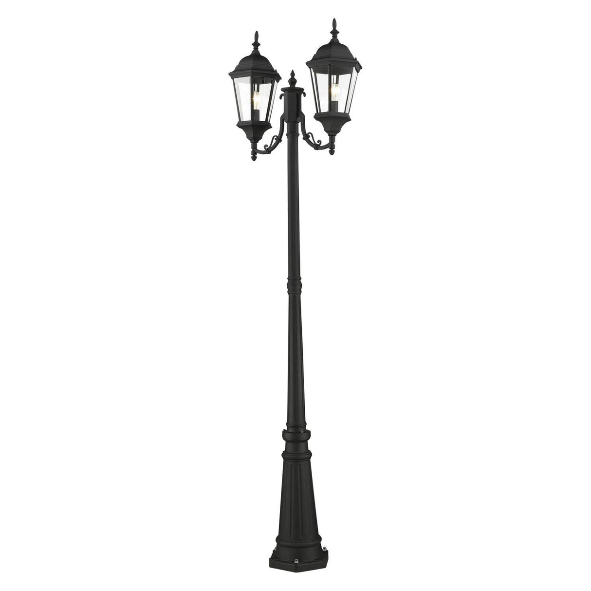 Livex Lighting 7554-14 7554-04 Traditional Two Light Outdoor Post Mount from Hamilton Collection in Black Finish, 24.50 inches