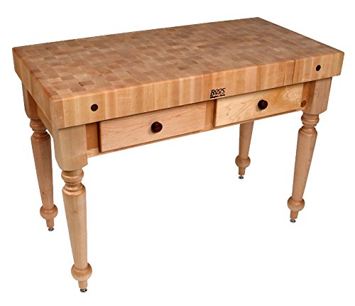 John Boos CUCR05 American Heritage Rustica Natural Maple Butcher Block and Base