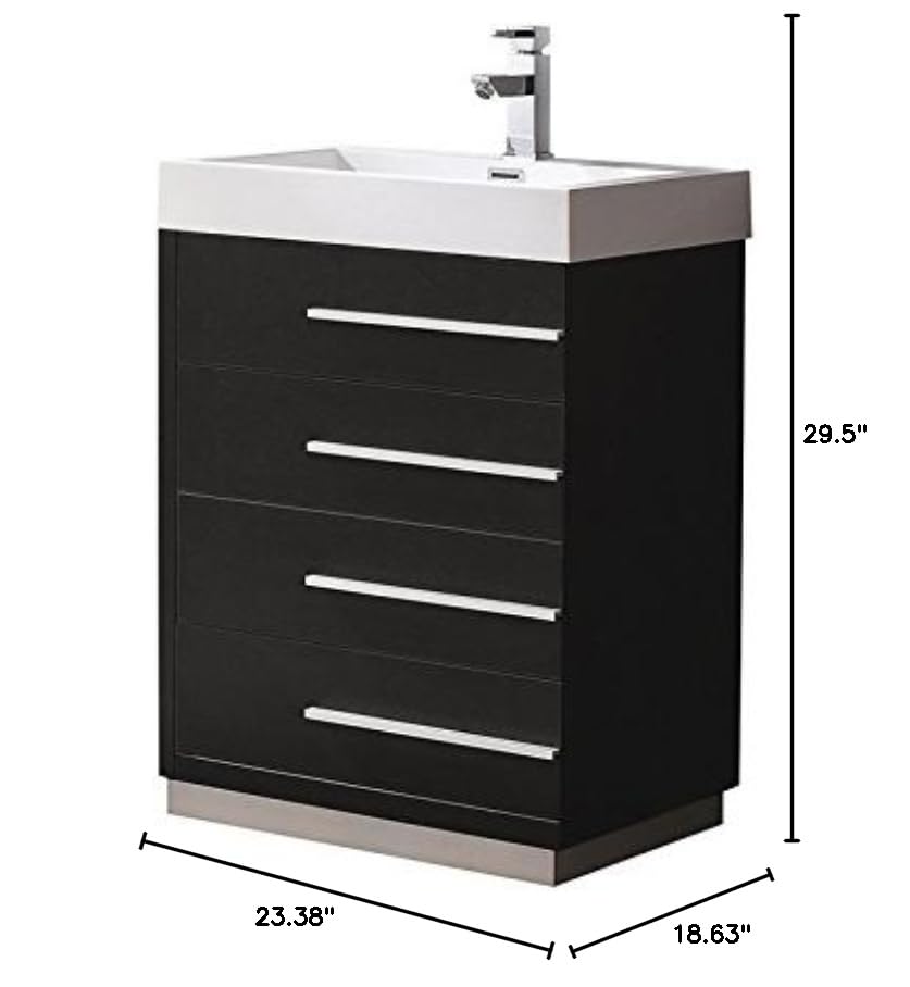 Fresca FCB8024BW Fresca Livello 24" Black Modern Bathroom Cabinet