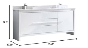 Fresca Allier 72" White Modern Double Sink Bathroom Cabinet