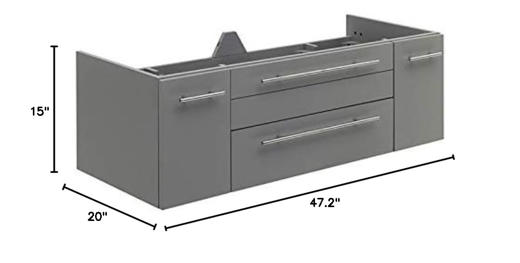 Fresca FCB6148GR-UNS-D Fresca Lucera 48" Gray Wall Hung Double Undermount Sink Modern Bathroom Cabinet