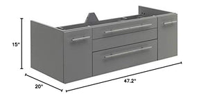 Fresca FCB6148GR-UNS-D Fresca Lucera 48" Gray Wall Hung Double Undermount Sink Modern Bathroom Cabinet