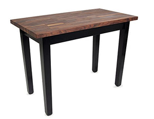John Boos WAL-C4836-S-UG Blended-Grain Walnut-Top Country Work Table - 48"L x 36"W 35"H, One Shelf, Gray Stained Base
