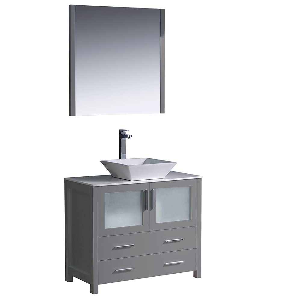 Fresca FVN6236GR-VSL Fresca Torino 36" Gray Modern Bathroom Vanity w/ Vessel Sink