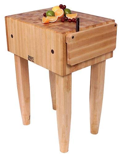 John Boos PCA1-BN Pca1 18x18x10" Maple Butcher Block w/Knife Holder,Barn Red Legs PCA BLOCK 18X18X10 W/HOLDER CRM-