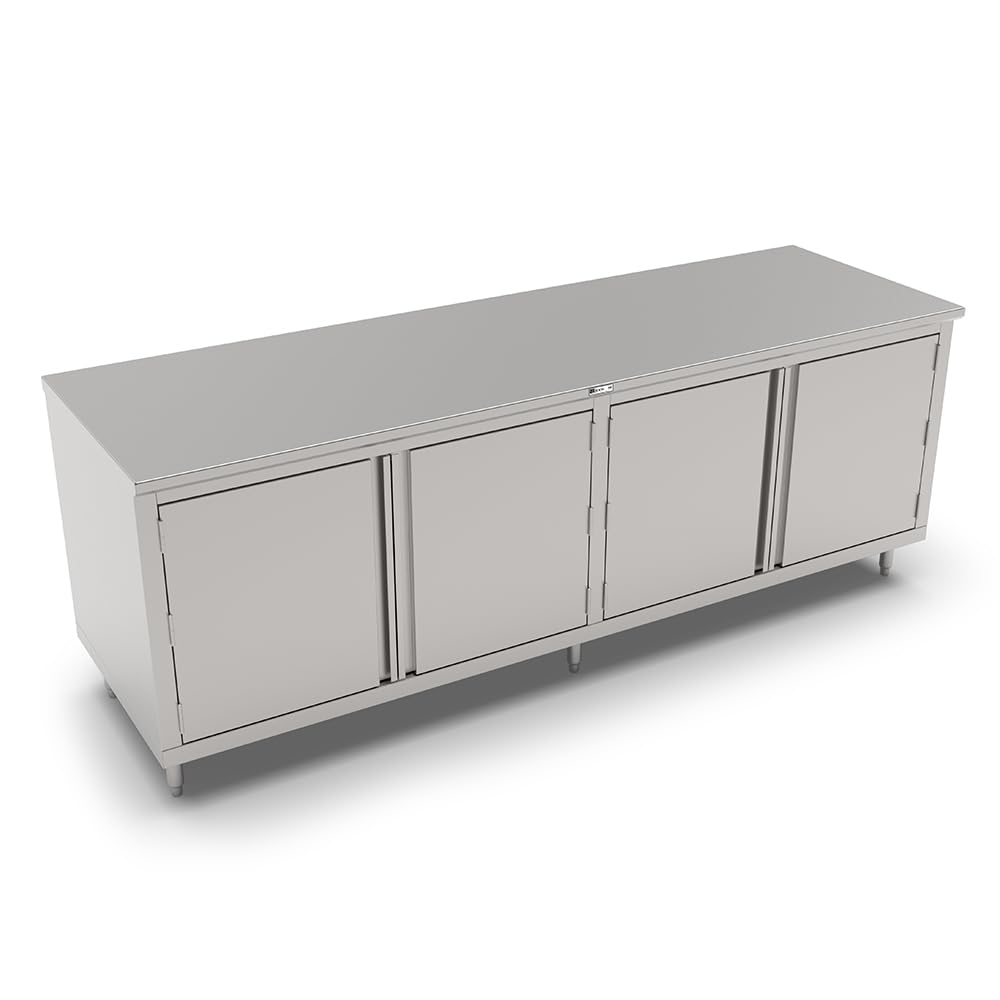 John Boos 4CH6-2436 16GA Stainless Steel Modular Base Flat Top Work Table, 24” Wide, Hinged Doors (4CH6)