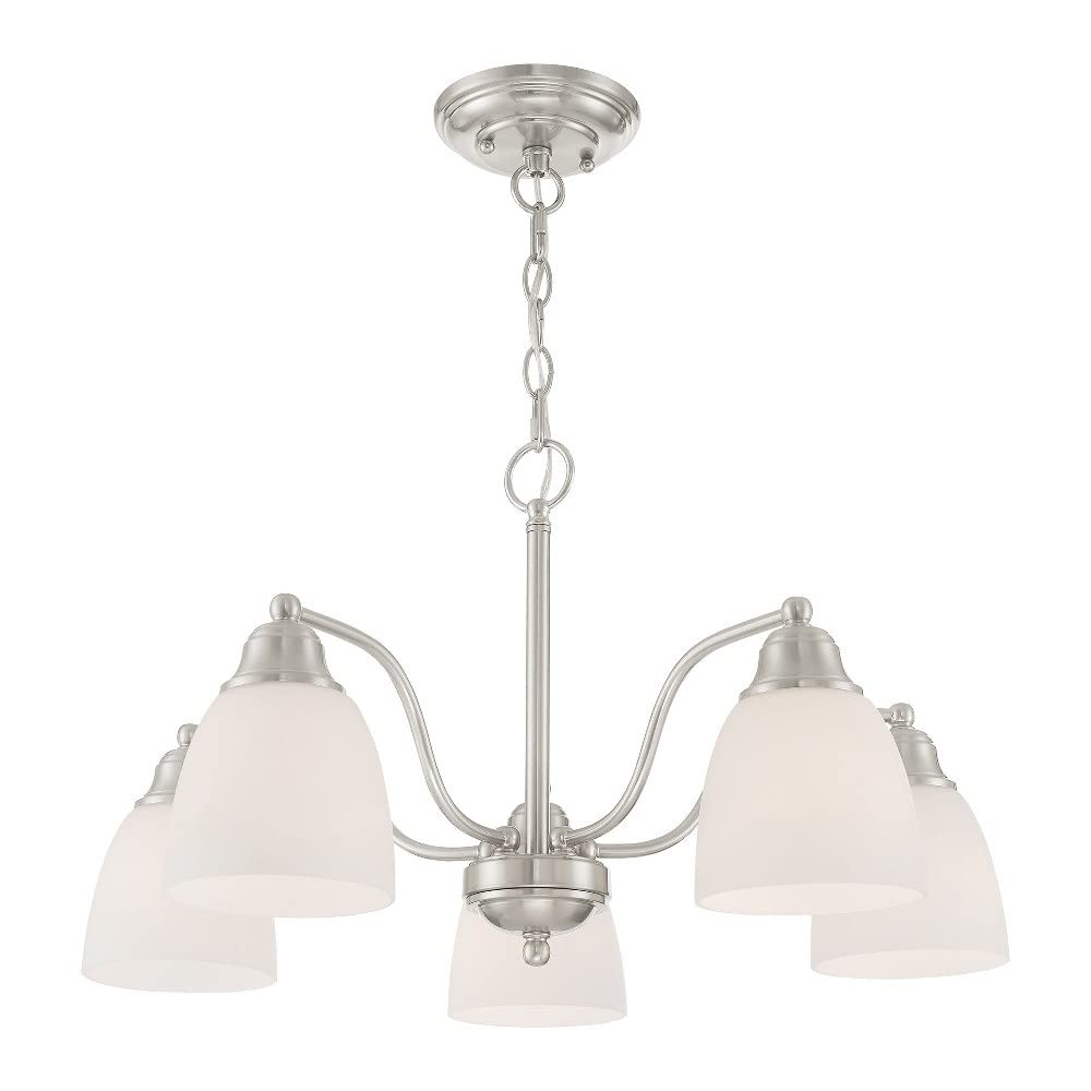 Livex Lighting 53855-91 Transitional Five Light Chandelier/Ceiling Mount from Somerville Collection in Pwt, Nckl, B/S, Slvr. Finish, Brushed Nickel