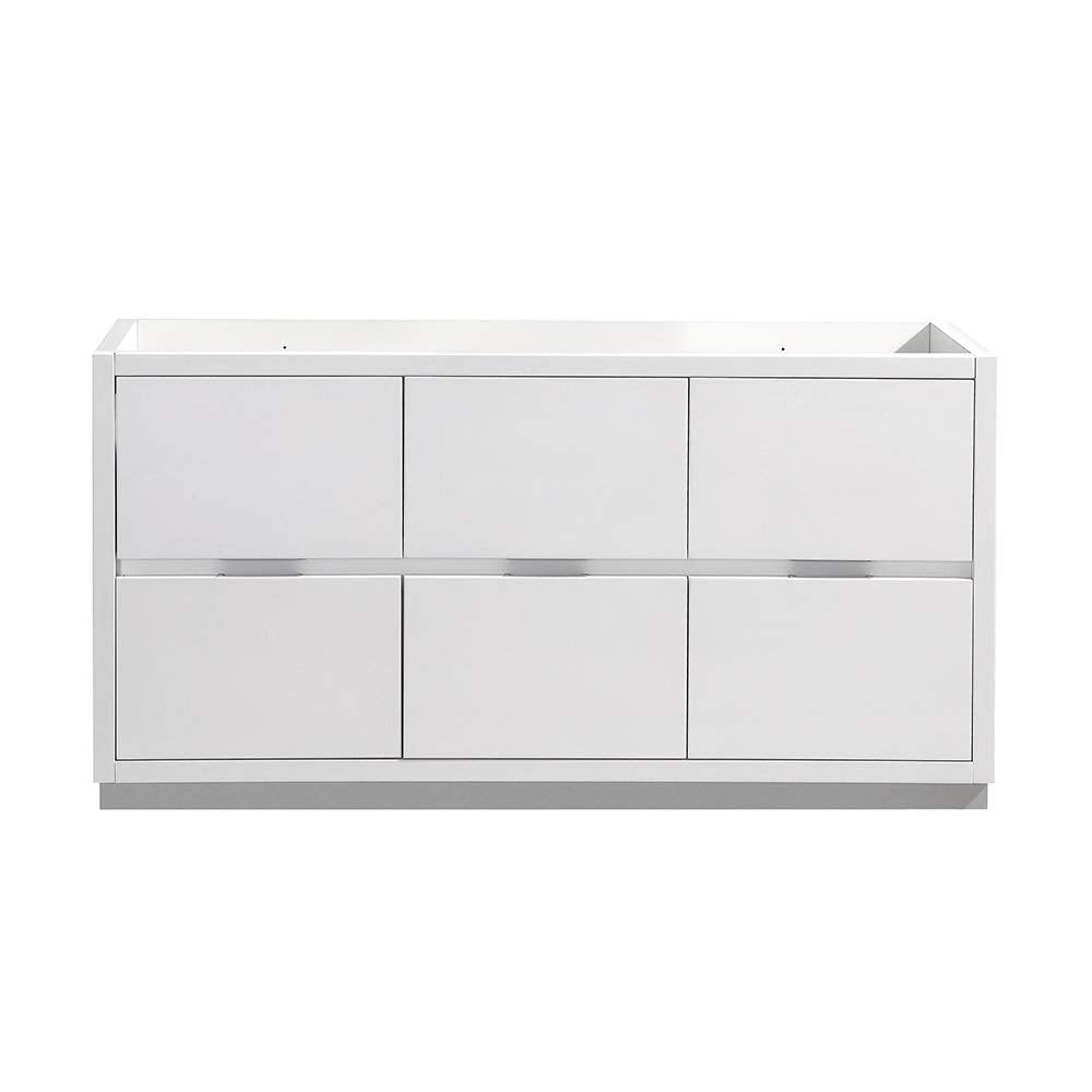 Fresca FCB8460WH Fresca Valencia 60" Glossy White Free Standing Single Sink Modern Bathroom Cabinet