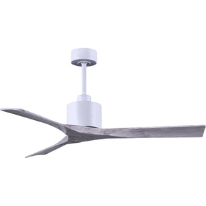 Matthews Fan NK-MWH-BW-52 Nan 6-speed ceiling fan in Matte White finish with 52” solid barn wood tone wood blades
