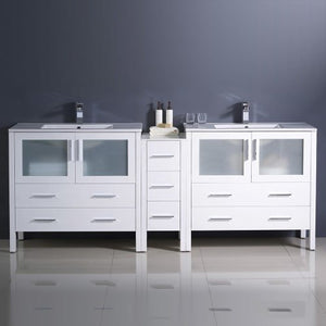 Fresca FCB62-361236ES-I Fresca Torino 84" Espresso Modern Double Sink Bathroom Cabinets w/ Integrated Sinks