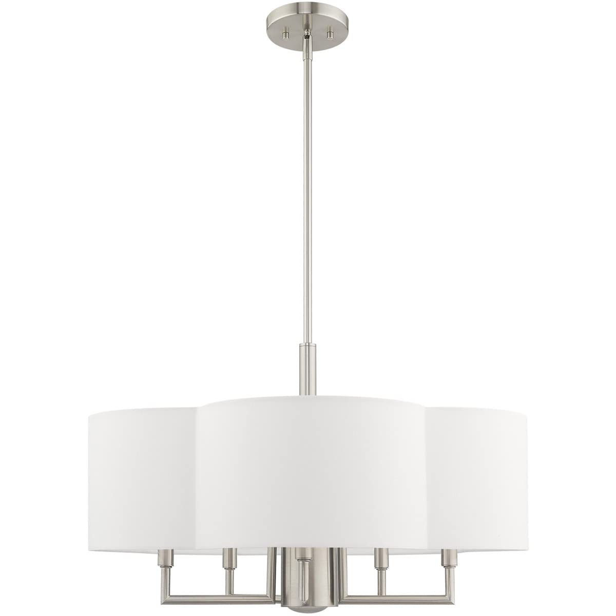 Livex Lighting 51925-91 Chelsea - Six Light Chandelier, Brushed Nickel Finish with Off-White Fabric Shade