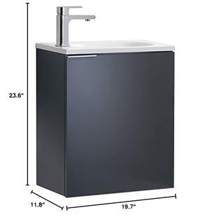 Fresca FCB8003GG-I Fresca Valencia 20" Dark Slate Gray Wall Hung Modern Bathroom Vanity