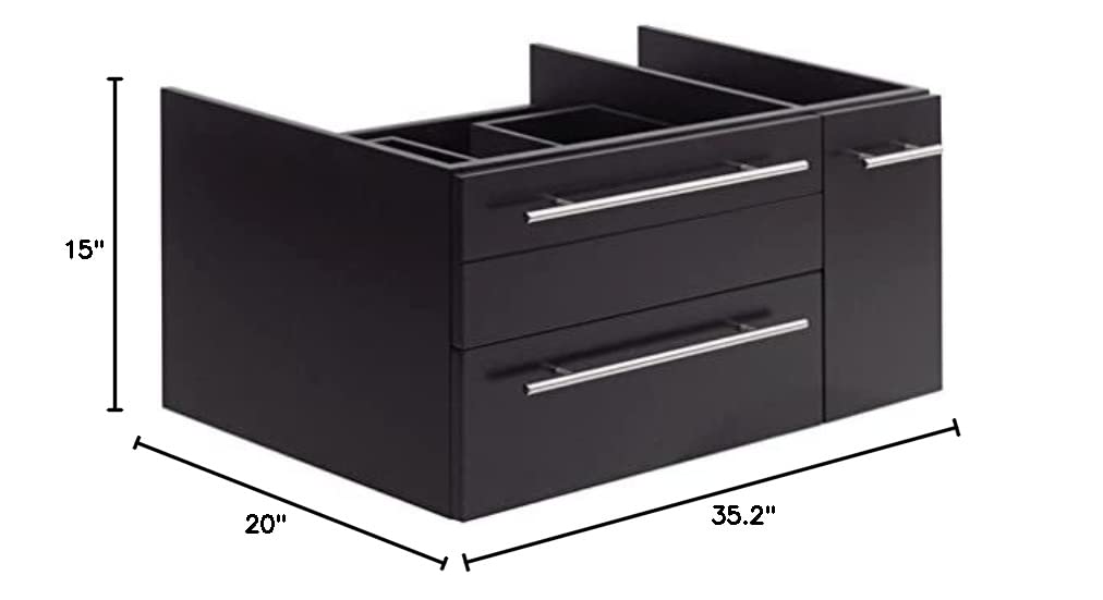 Fresca FCB6136ES-VSL-L Fresca Lucera 36" Espresso Wall Hung Vessel Sink Modern Bathroom Cabinet - Left Version