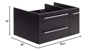 Fresca FCB6136ES-VSL-L Fresca Lucera 36" Espresso Wall Hung Vessel Sink Modern Bathroom Cabinet - Left Version