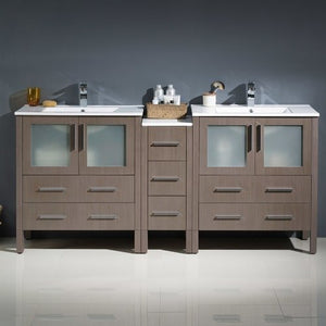 Fresca FCB62-301230WH-I Fresca Torino 72" White Modern Double Sink Bathroom Cabinets w/ Integrated Sinks