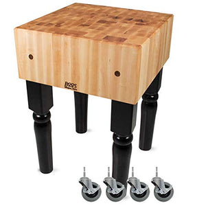 John Boos AB06-C-BK AB Series Block with 10" Thick Hard Maple Top, With Casters, 30" W x 24" D 10"H, 34" Overall Height, Black BLOCK 30X24X10 W/CASTERS-