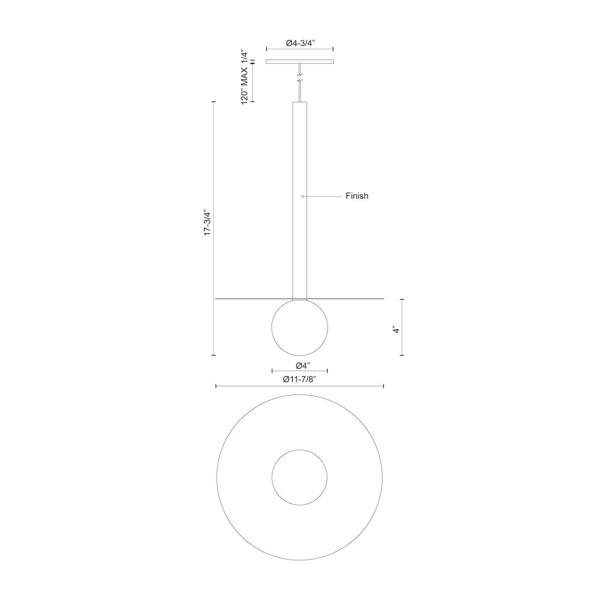 Kuzco PD15519-BK ELIXIR GLASS SPHERE WITH SHIELD PENDANT BLACK 7W 120VAC WITH LED DRIVER 3000K 90CRI