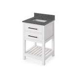 Jeffrey Alexander VKITWAV24WHBOR 24" White Wavecrest Vanity, Boulder Cultured Marble Vanity Top, undermount rectangle bowl