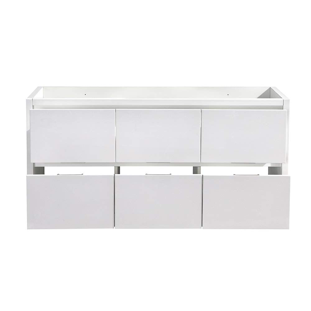 Fresca FCB8448WH-D Fresca Valencia 48" Glossy White Free Standing Double Sink Modern Bathroom Cabinet