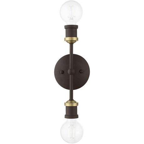 Livex Lighting 14422-07 Lansdale 2 Light ADA Vanity Sconce, Bronze with Antique Brass Accents