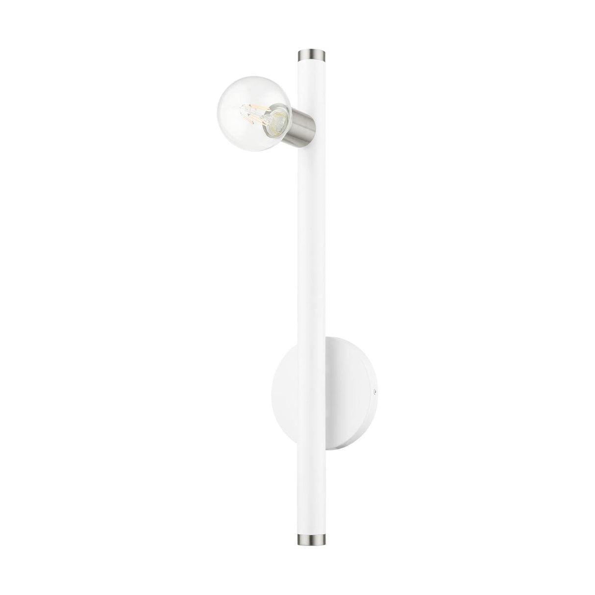 Livex Lighting Bannister 1 Light Wall Sconce White Finish with Brushed Nickel Finish Accents