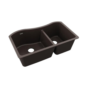 Elkay Quartz Classic ELGHU3220RMC0 Mocha 60/40 Double Bowl Undermount Sink