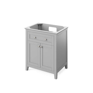 Jeffrey Alexander VKITCHA30GRBGR 30" Grey Chatham Vanity, Black Granite Vanity Top, undermount rectangle bowl