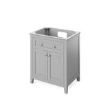 Jeffrey Alexander VKITCHA30GRCQR 30" Grey Chatham Vanity, Calacatta Vienna Quartz Vanity Top, undermount rectangle bowl