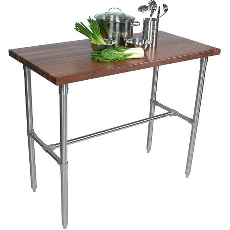 John Boos WAL-CUCKNB430 Cucina Classico Walnut Edge Grain Work Table with Stainless Steel Legs, 30 x 36 Inch