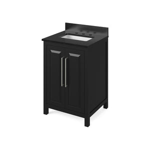 Jeffrey Alexander VKITCAD24BKBGR 24" Black Cade Vanity, Black Granite Vanity Top, undermount rectangle bowl